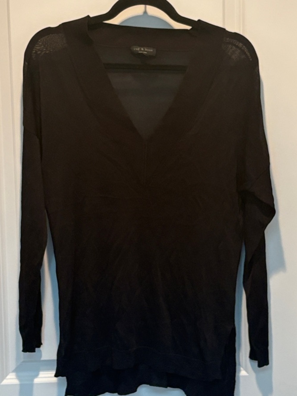 rag & bone Black V-Neck Lightweight vneck Knit Sweater